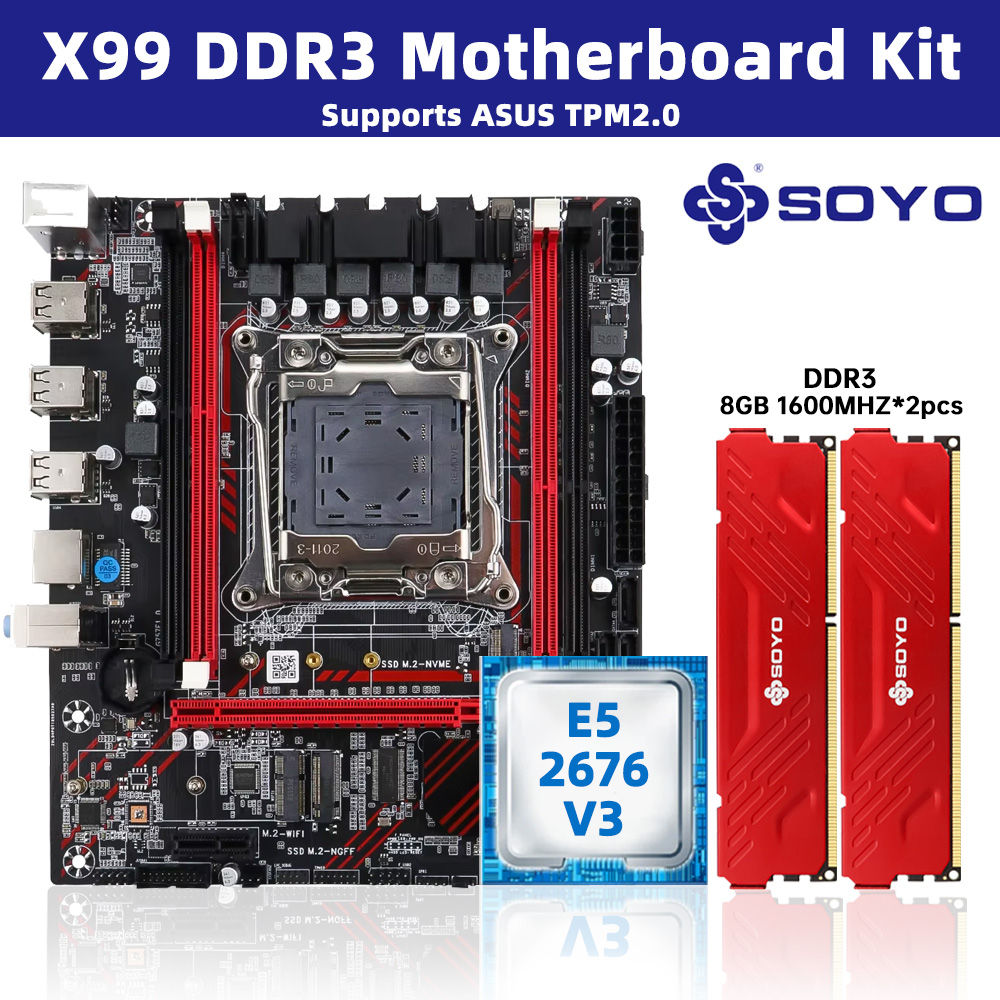 SOYO X99 Motherboard Set Kit W - X99 Dual Cpu Motherboard Combo ulasan dan harga